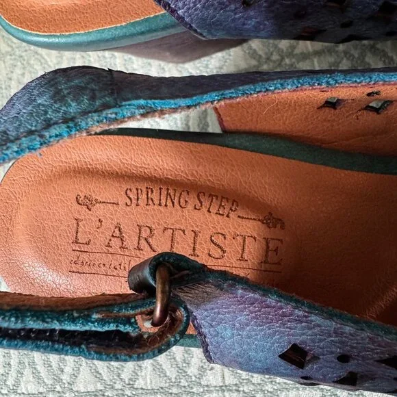L'artiste Spring Step Lovella blue/purple slingback kitten heels size 40 - Picture 4 of 4